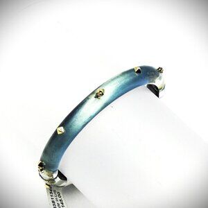 ALEXIS BITTAR Blue Iridescent Glossy Lucite & Crystal Studded Hinged Bracelet